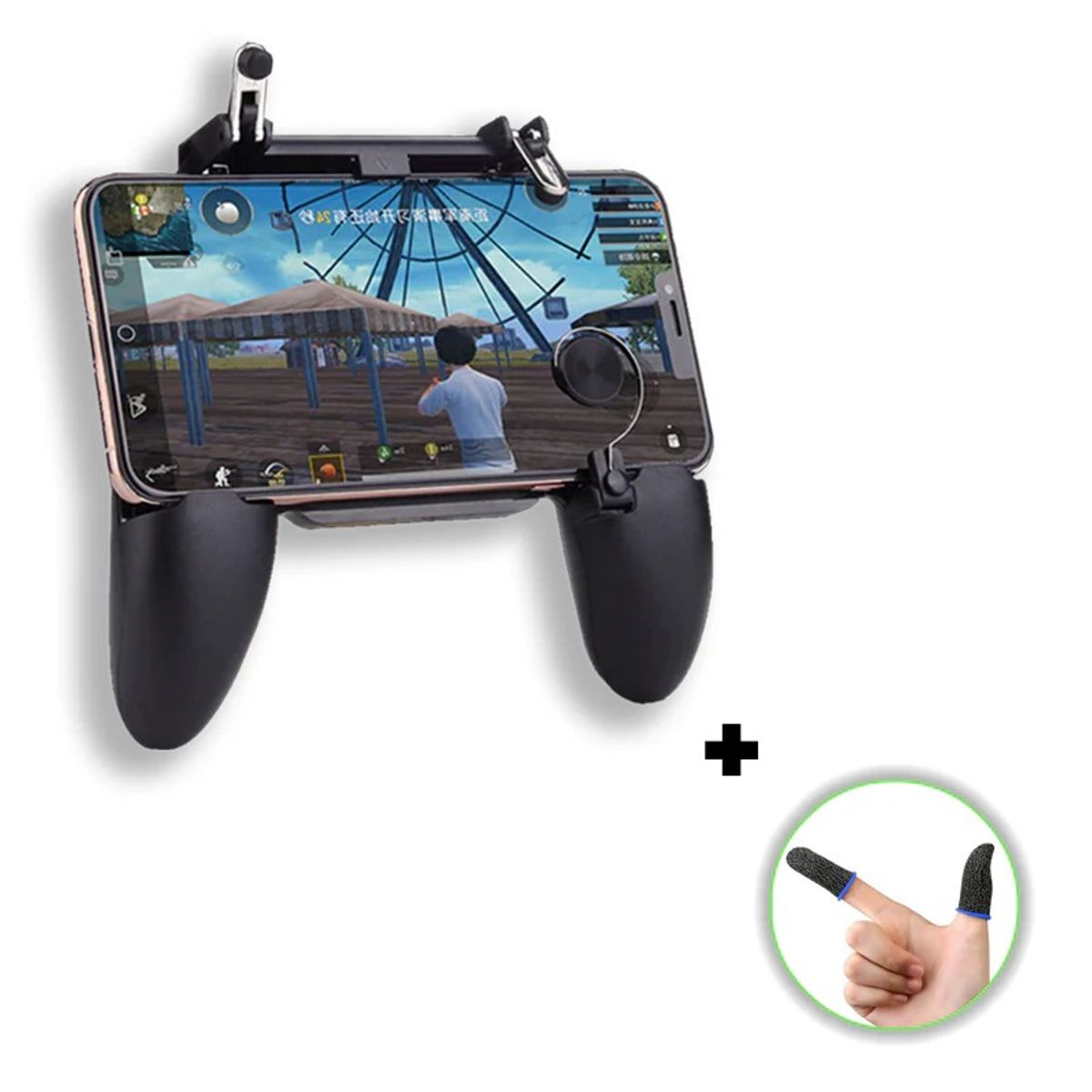 OEM - Combo 2 en1 Gatillo Gamepad Grip Pubg Fornite Free Fire +  Dedales