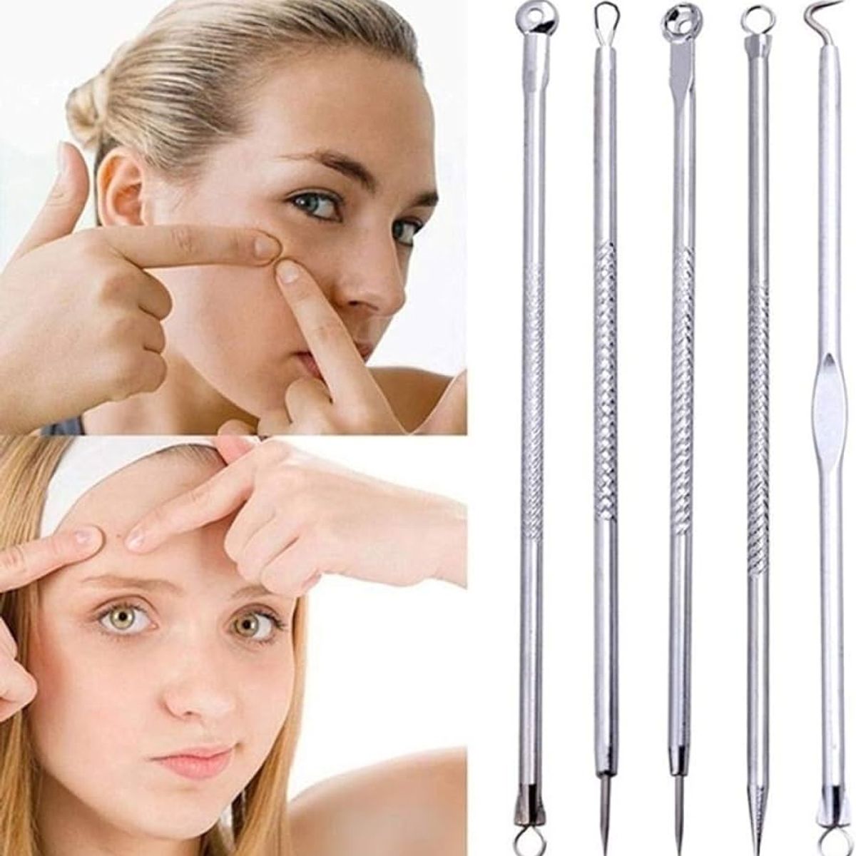 OEM - 2 Kit 4 Agujas Removedor Espinillas Puntos Negros Granos Barritos