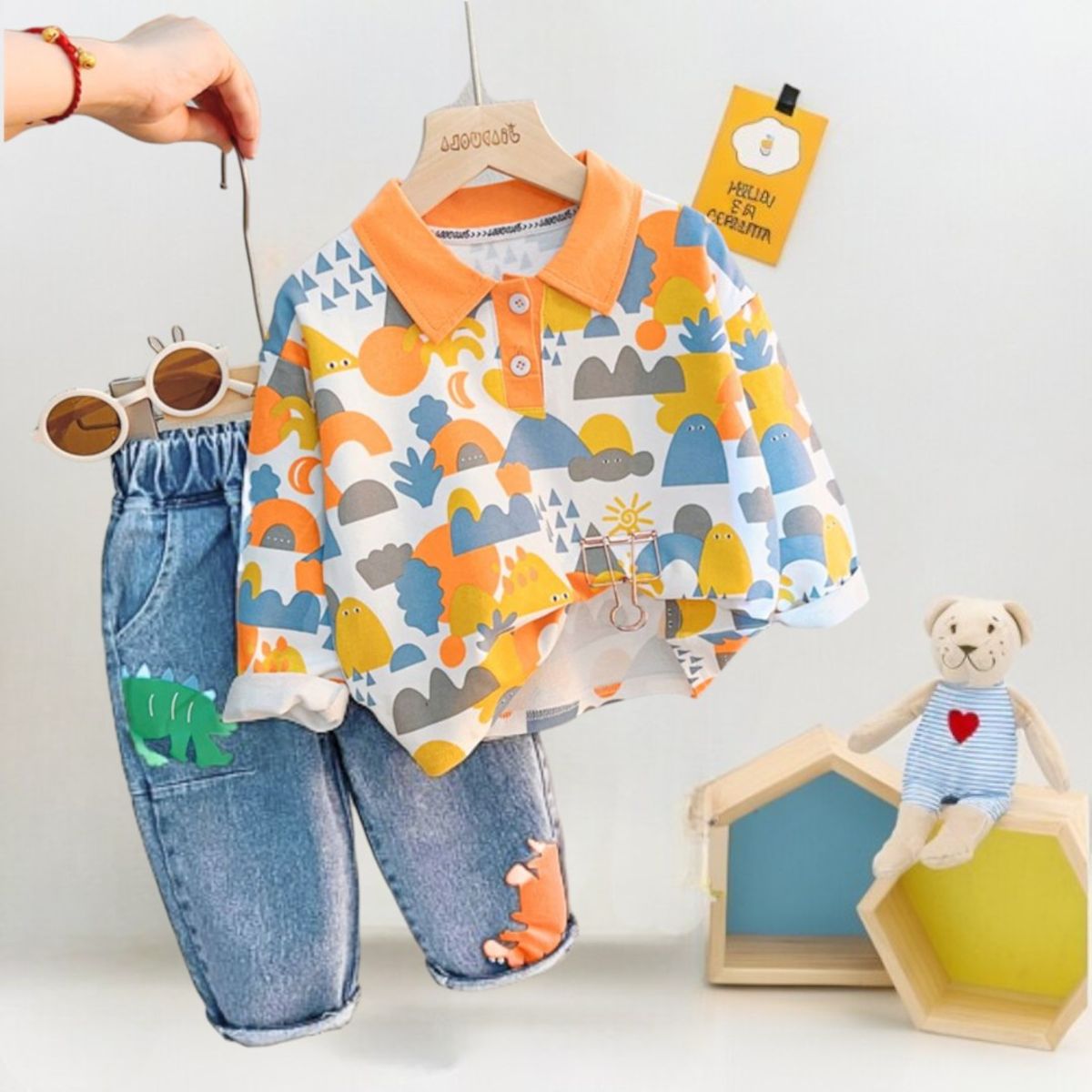 GENERICO - ROPA PARA NIÑO BEBÉ DINOSAURIO-  2 PIEZAS