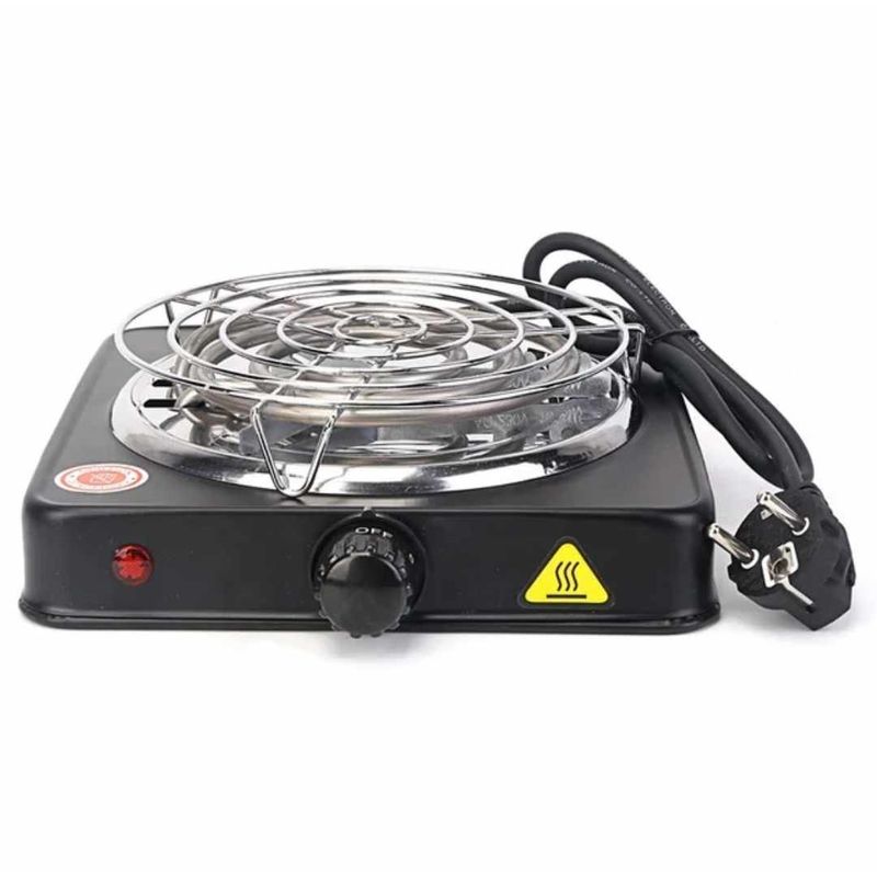 GENERICO - Cocina Electrica Aspiral de 1 Hornilla en Negro Portatil Elegante