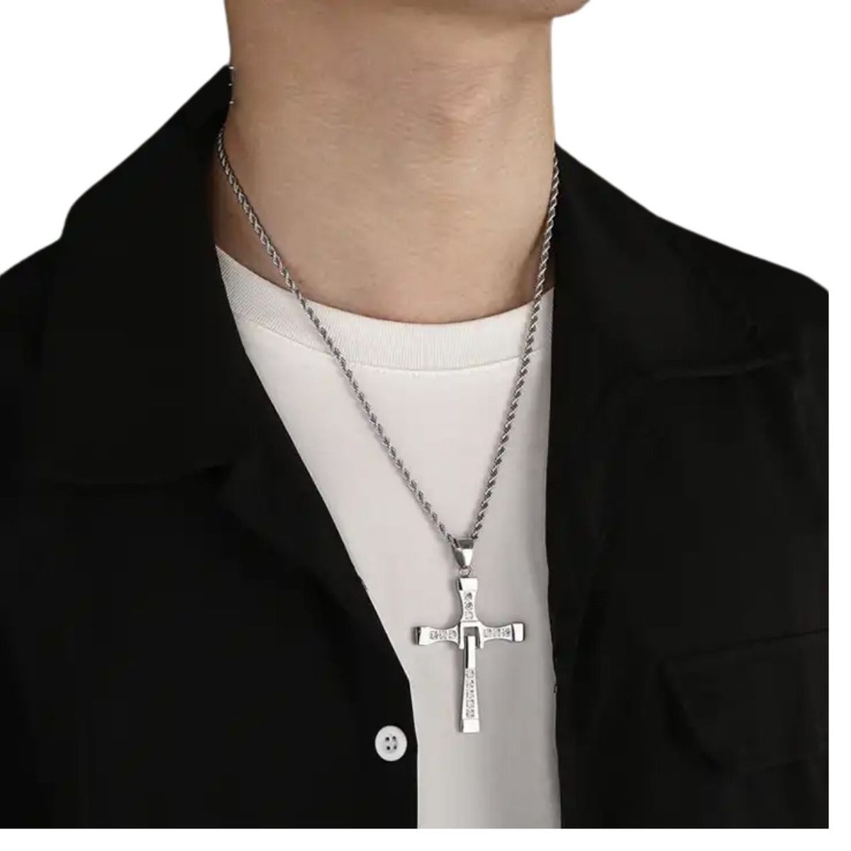 GENERICO - Collar Cruz Toretto Titanio Rápidos y Furiosos Hombre Varón Regalo