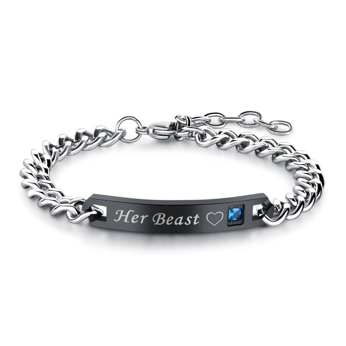 GENERICO - Pulseras para Parejas Her Beast His Beauty color Negro RosaDorado