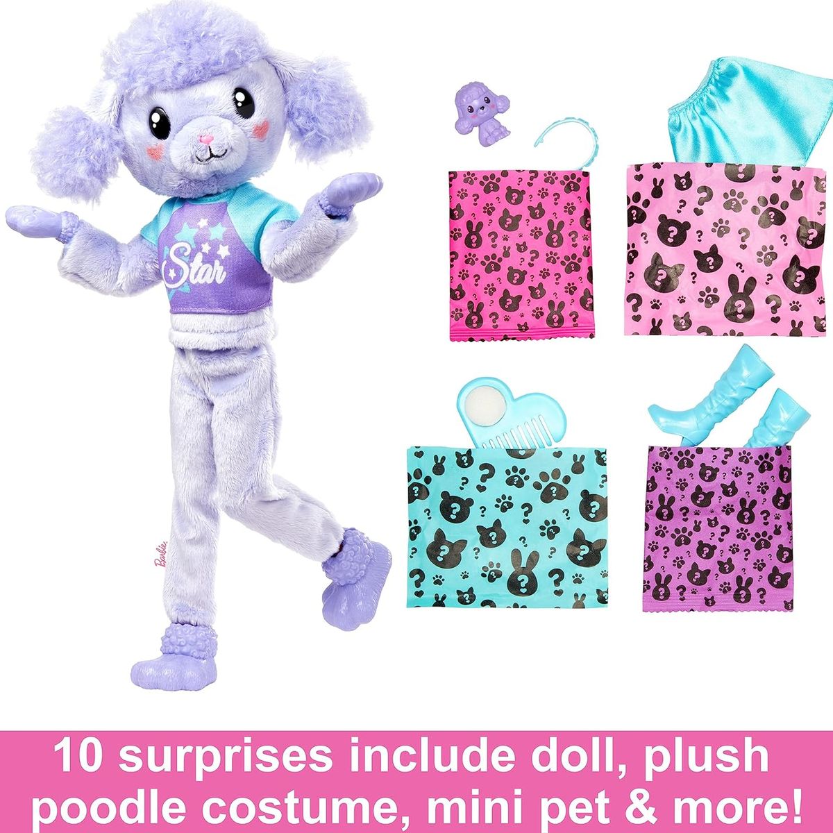 XCLUSIVE - MUÑECA CUTIE REVEAL PELO MORADO DISFRAZ CANICHE ORIGINAL