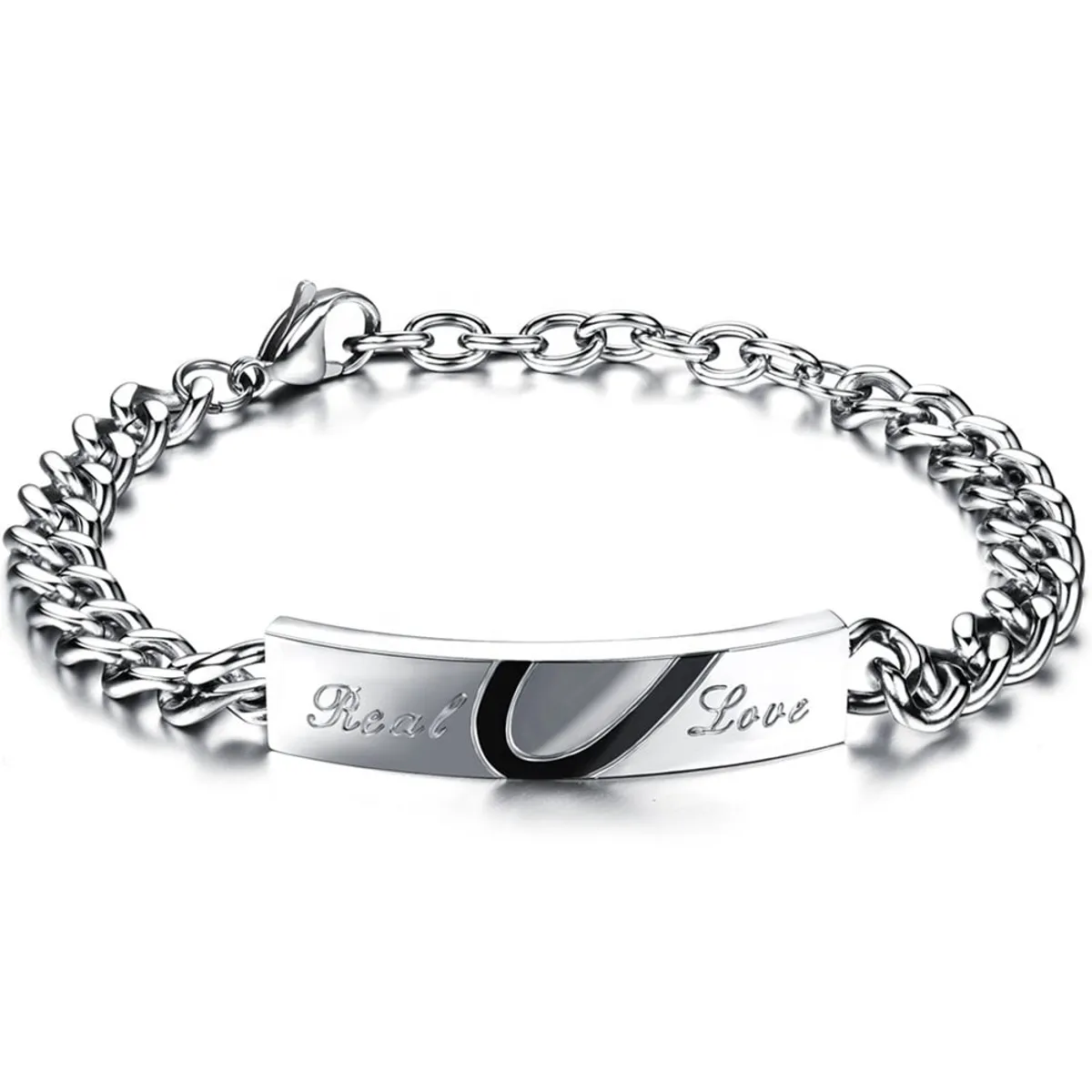 GENERICO - Pulseras para Parejas Real Love de Acero Inoxidable