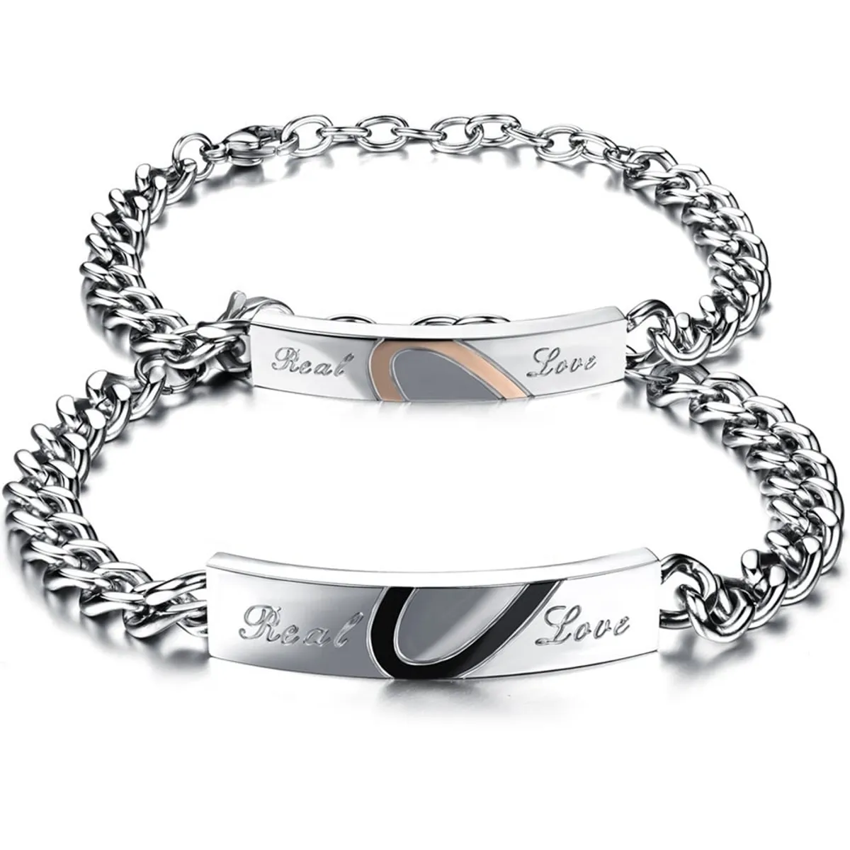 GENERICO - Pulseras para Parejas Real Love de Acero Inoxidable