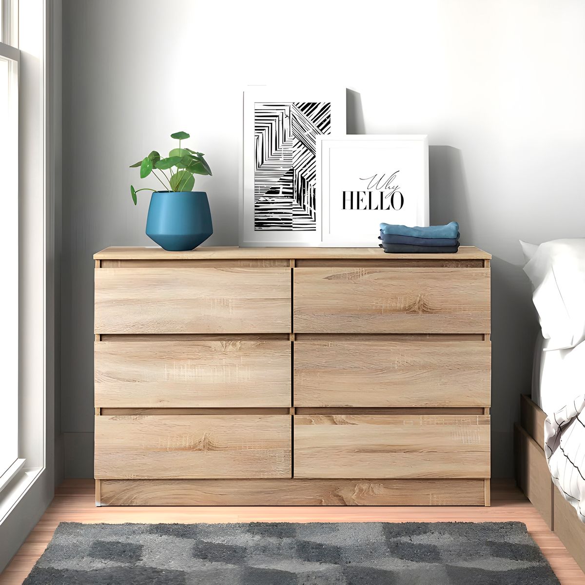 GENERICO - Cómoda Francine 6 Cajones Duna 120 cm Huk