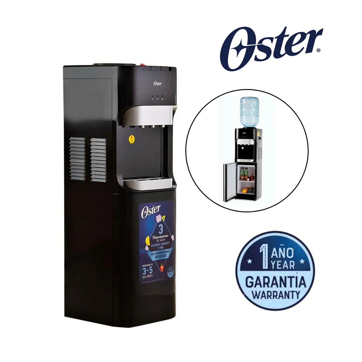 OSTER - Dispensador de Agua Oster con Motocompresor Negro