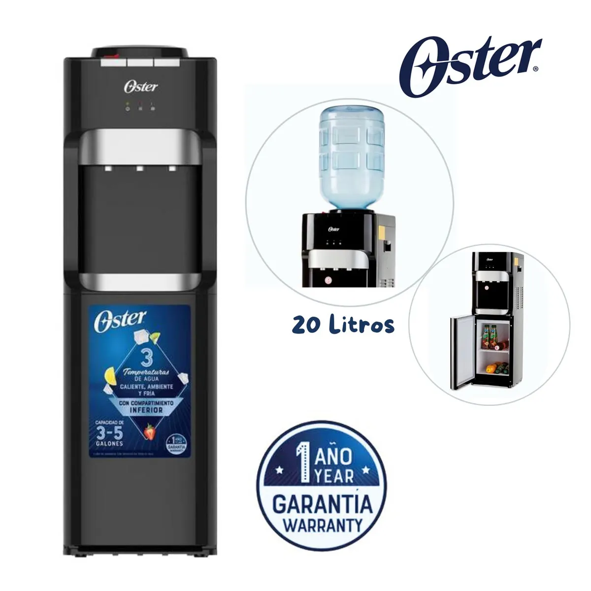 OSTER - Dispensador de Agua Oster con Motocompresor Negro