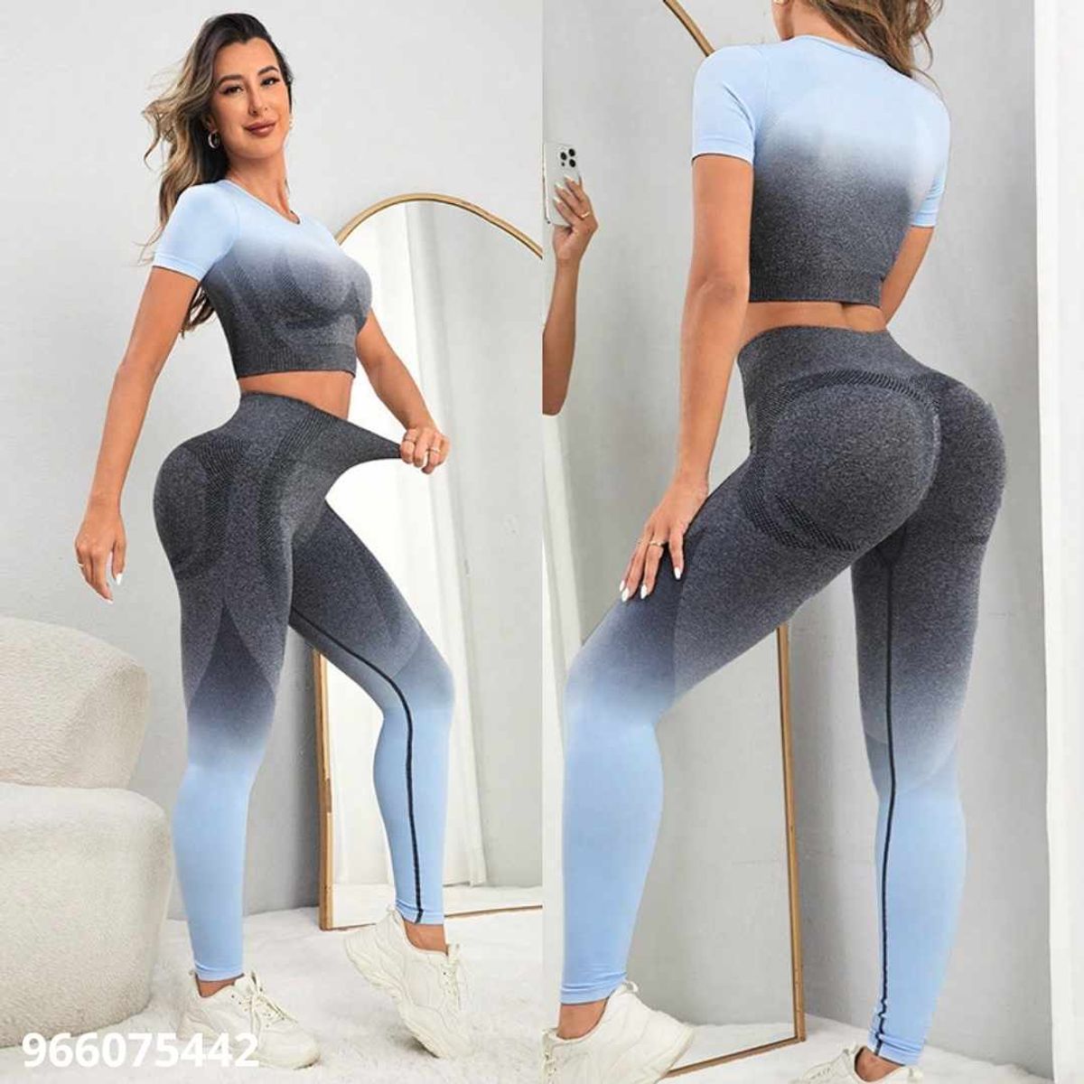 GENERICO - Conjunto deportivo mujer leggin y top manga corta