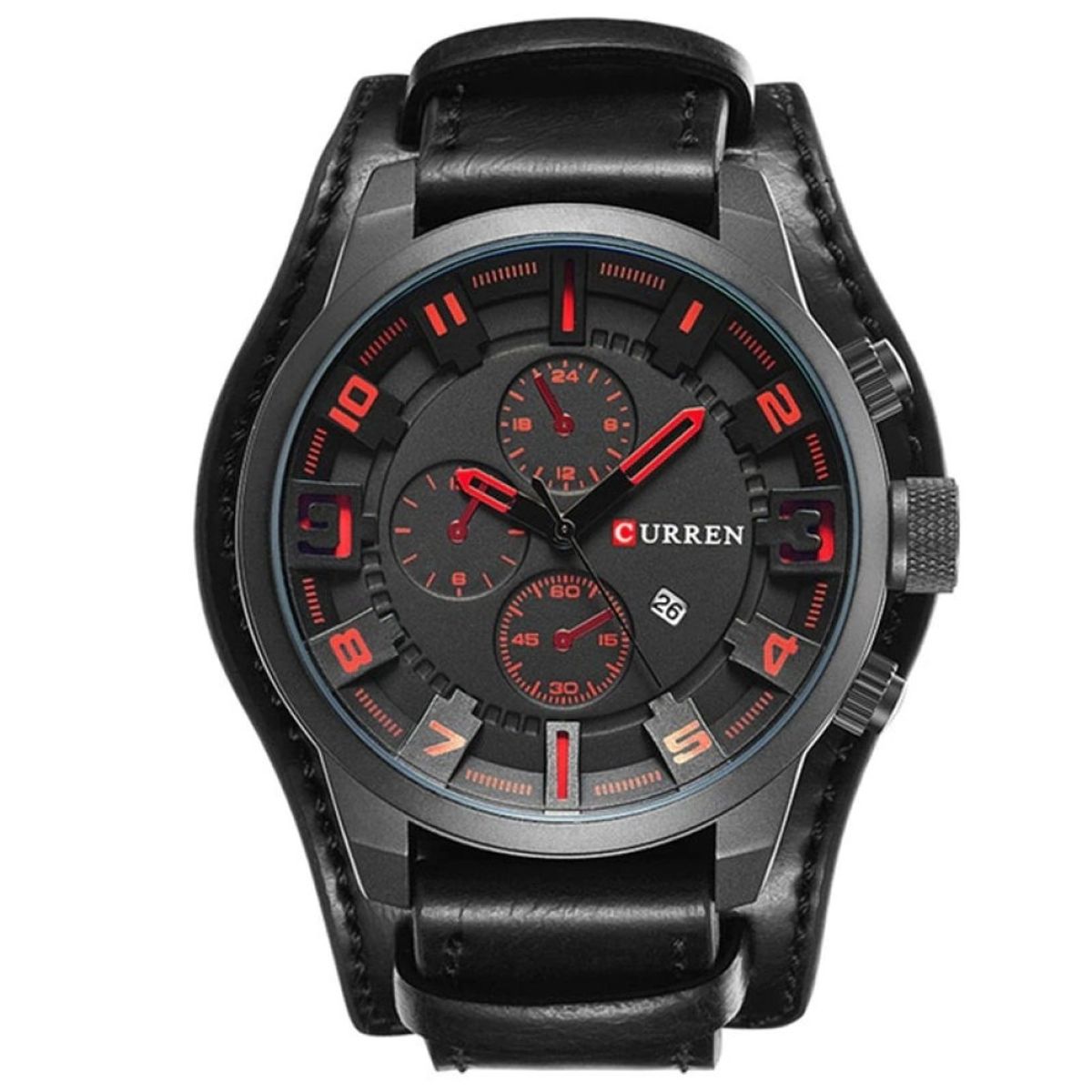 OEM - Reloj Hombre CU-8225 Negro Correa Cuero Genuino