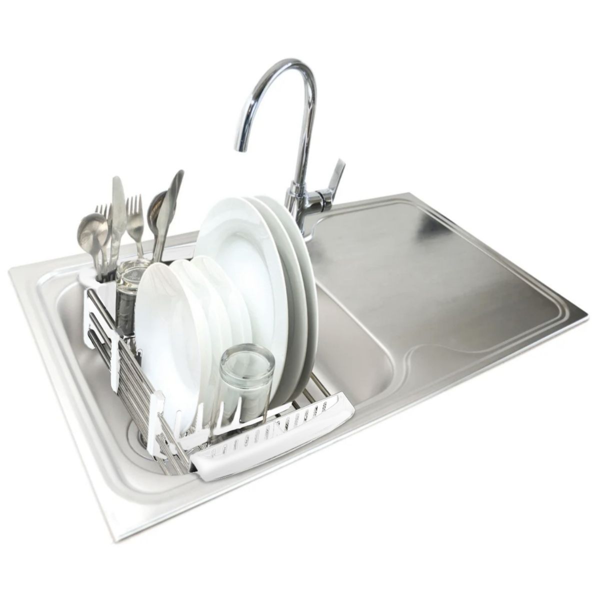 JOIE - Escurridor de platos expandible para fregadero Joie blanco