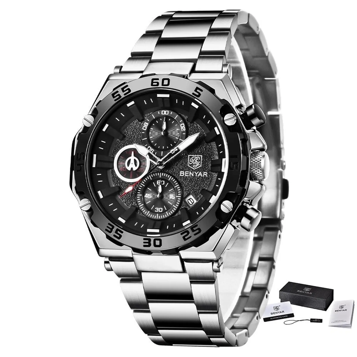 BENYAR - Reloj Hombre Lujo BENYAR 5178 Metálico Cronógrafos