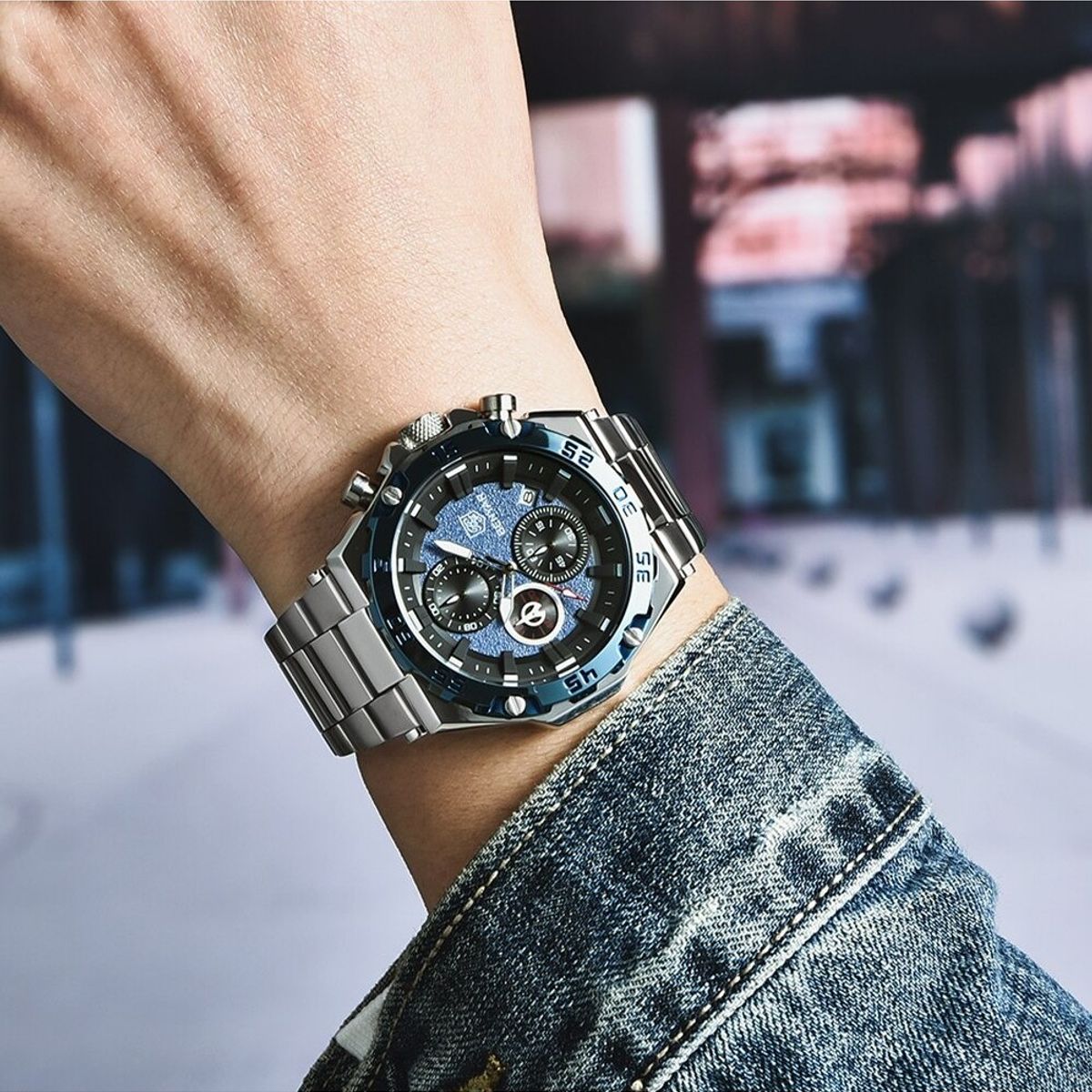 BENYAR - Reloj Hombre Lujo BENYAR 5178 Metálico Cronógrafos