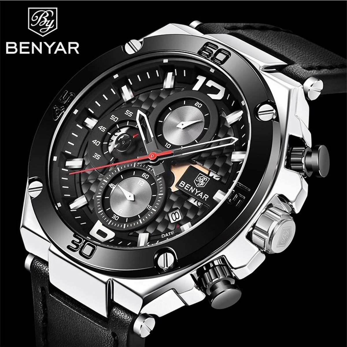 BENYAR - Reloj Hombre BENYAR 5151 Cronógrafos Correa Cuero_.