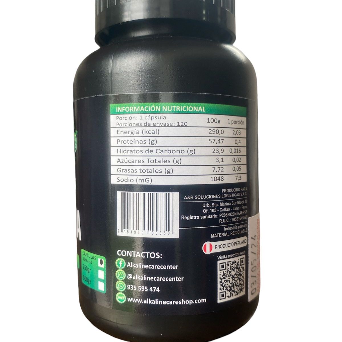 ALKALINE CARE - Spirulina con Té verde 200 Cápsulas