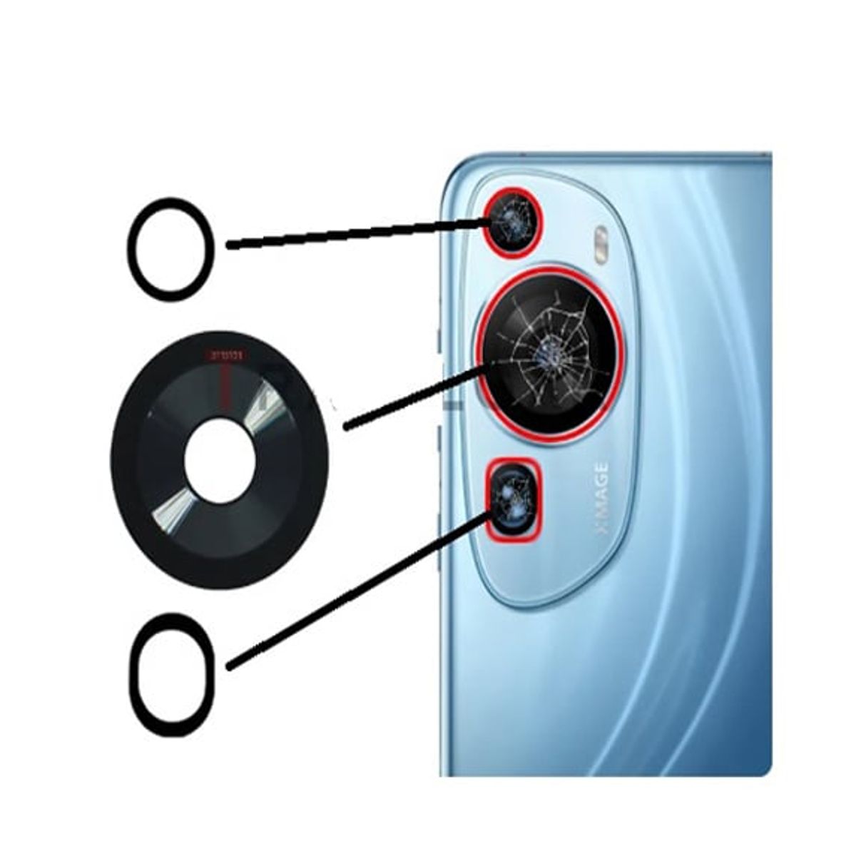 GENERICO - Repuesto lente Vidrio de cámara Huawei P60 ART