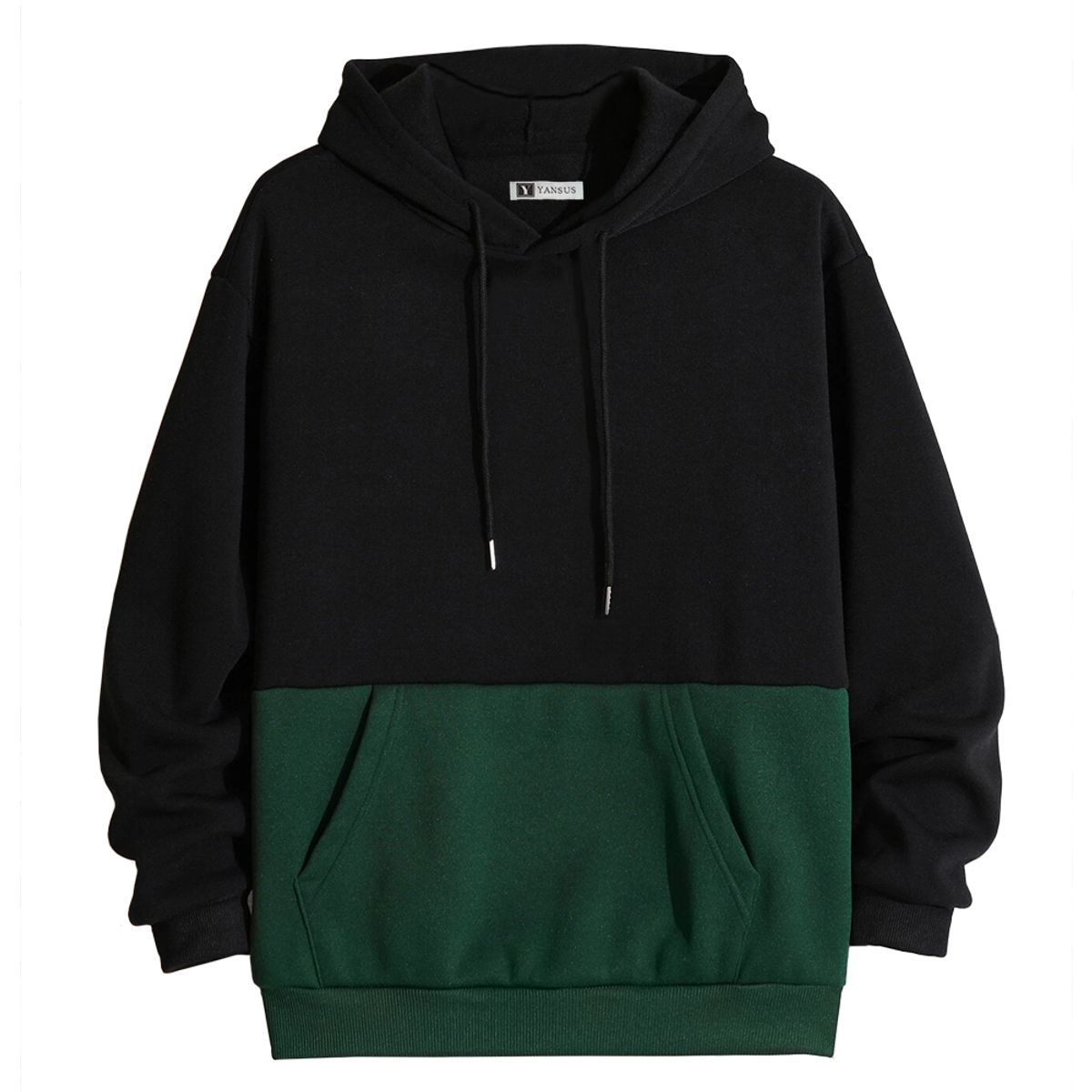 YANSUS - Polera Hombre Yansus Bicolor Horizontal Verde Militar Negro