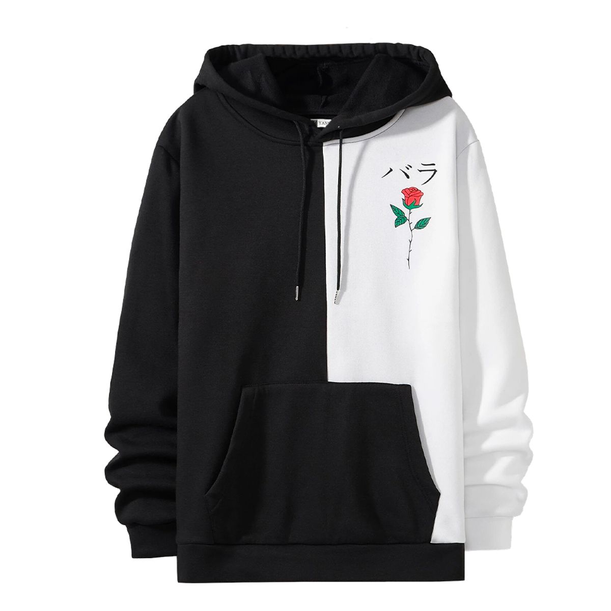 YANSUS - Polera Hombre Yansus Bicolor Negro Blanco Estampado Rosa