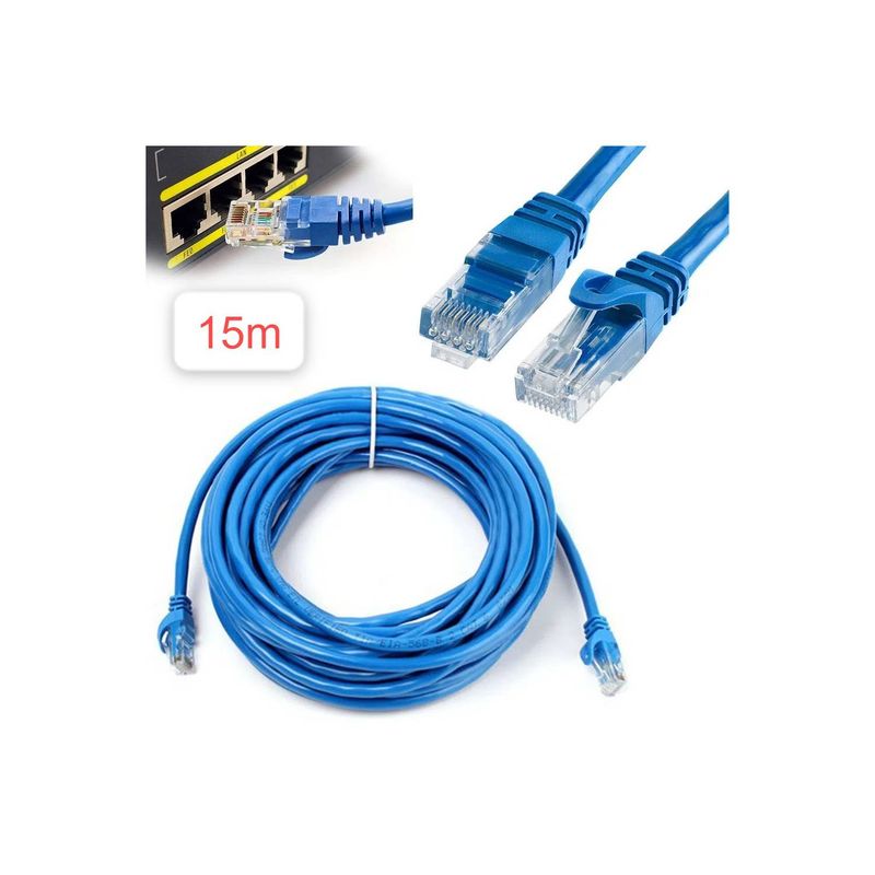 OEM - Cable Internet Red 15m Adaptador Rj45 CAT6 Ethernet UTP LAN Testeado
