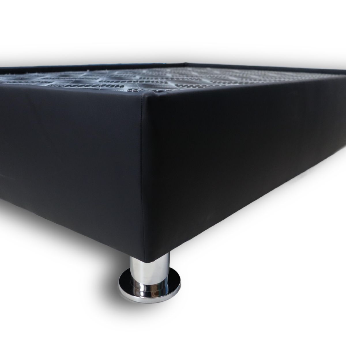 MUEBLES MACRUMO - Box Tarima Premium reforzado y acolchado Queen con encaje - Cuero Negro