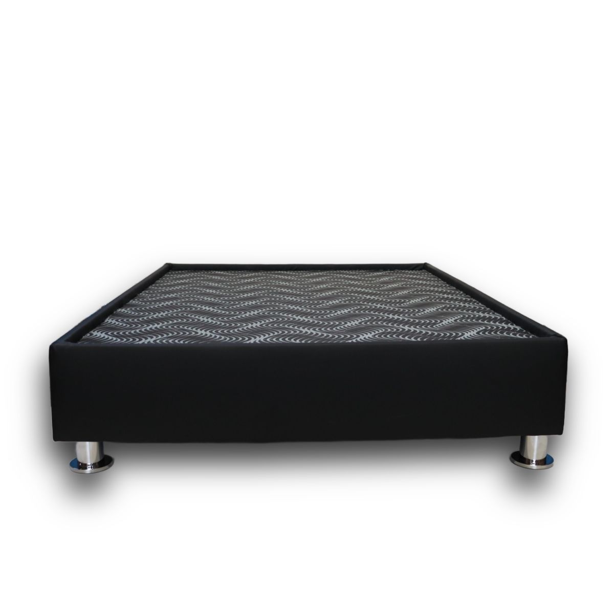 MUEBLES MACRUMO - Box Tarima Premium reforzado y acolchado King con encaje - Cuero Negro