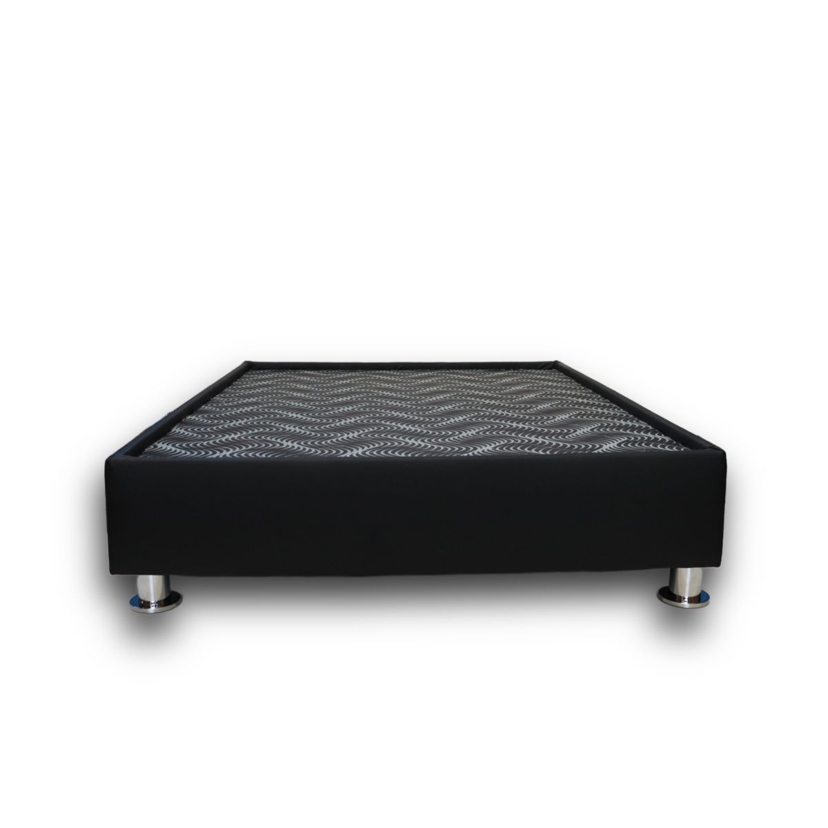 MUEBLES MACRUMO - Box Tarima Premium reforzado y acolchado King con encaje - Cuero Negro