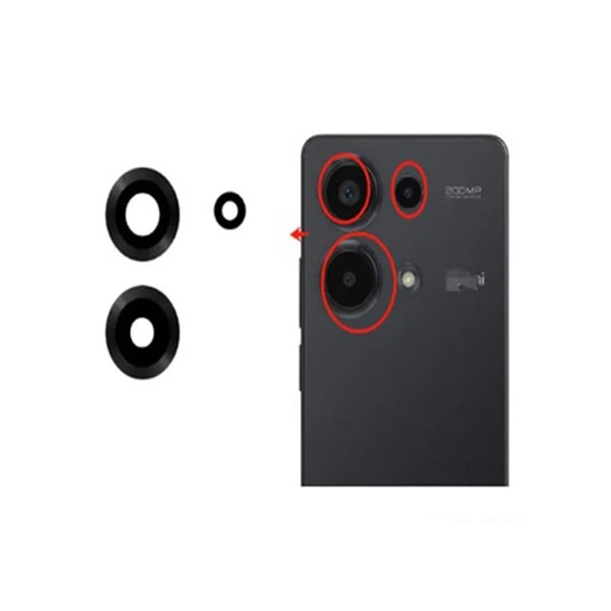 GENERICO - Repuesto lente Vidrio de cámara Xiaomi Redmi Note Pro 13 Plus