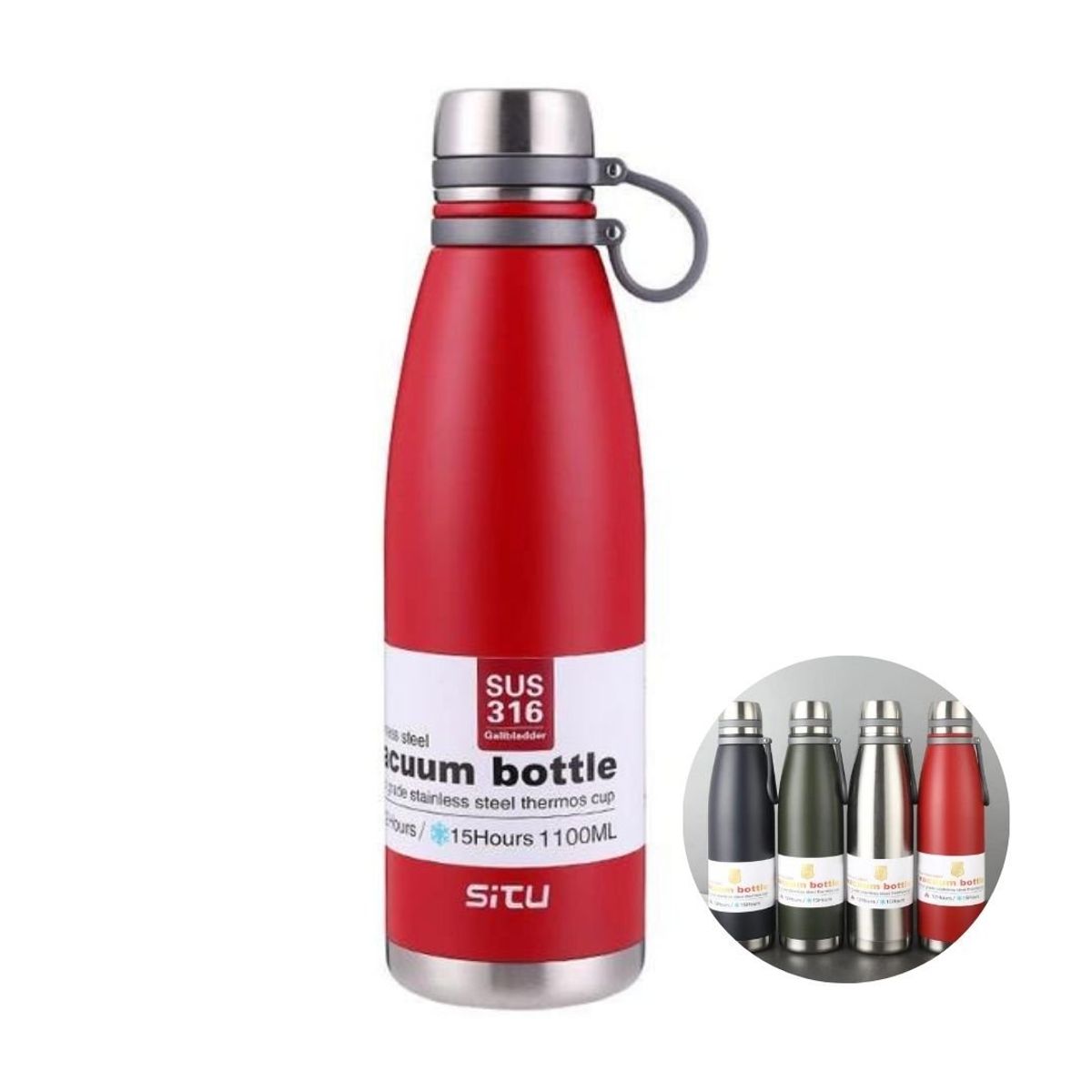 GENERICO - Botella Térmica De Acero Inoxidable Color Rojo - 1Lt