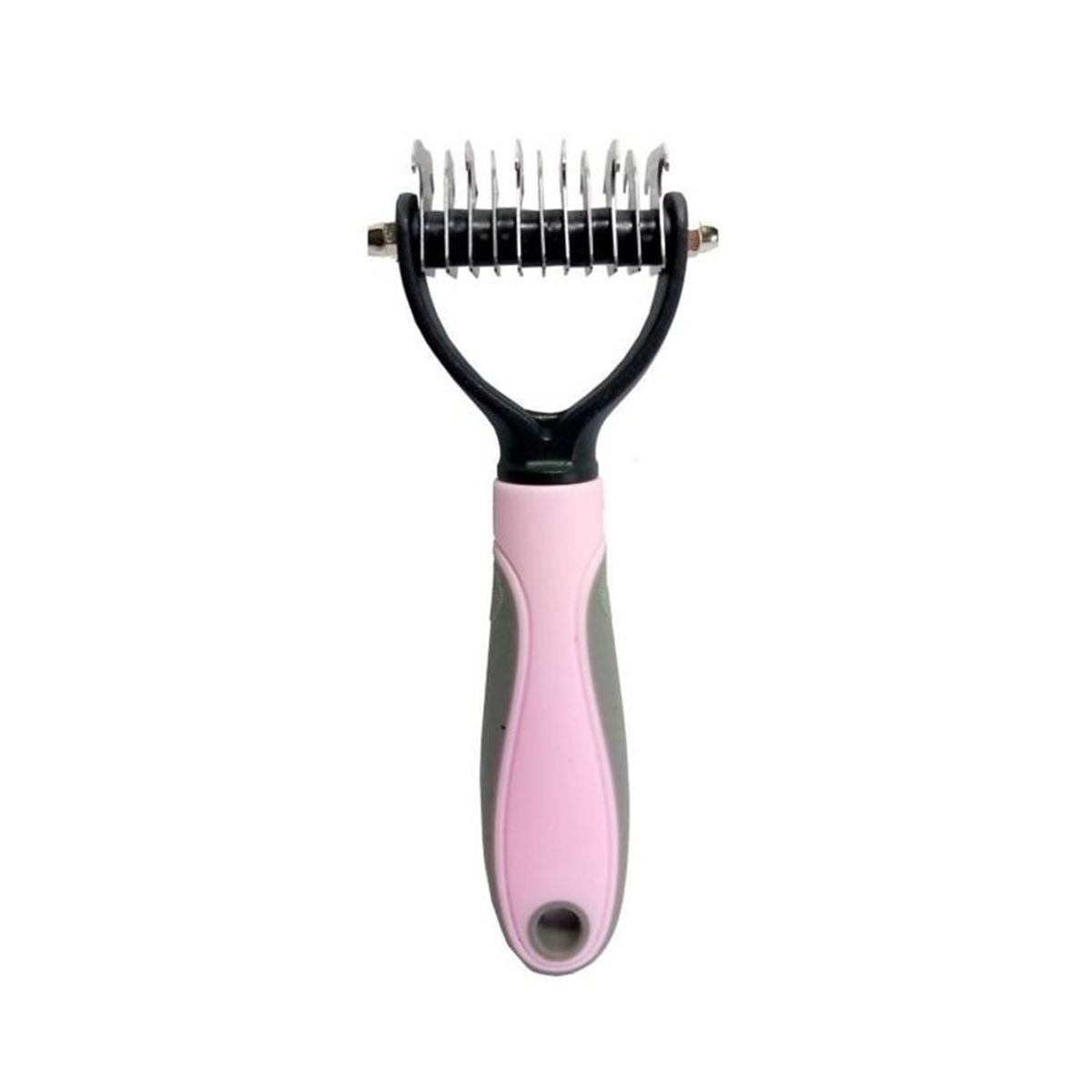 GENERICO - Cepillo desmotador deslanador chico para perros gatos rosado