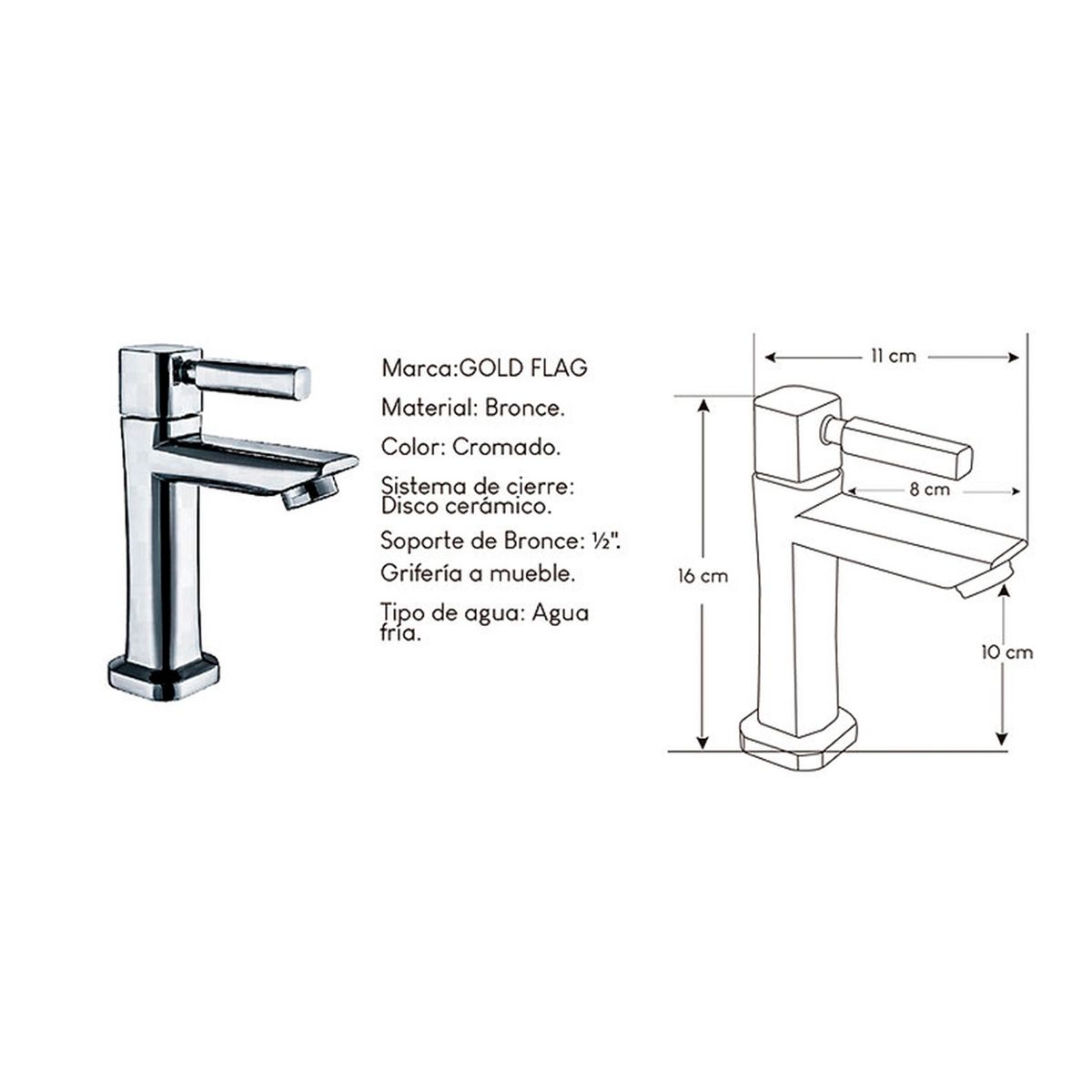GENERICO - Llave para Baño Bronce Cromado