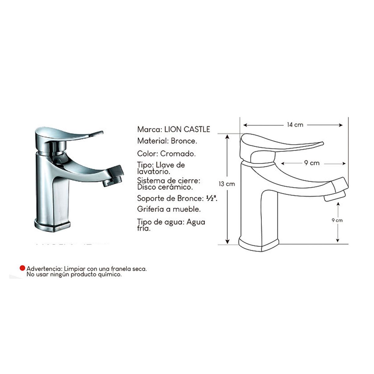 GENERICO - Llave para Baño Bronce Cromado