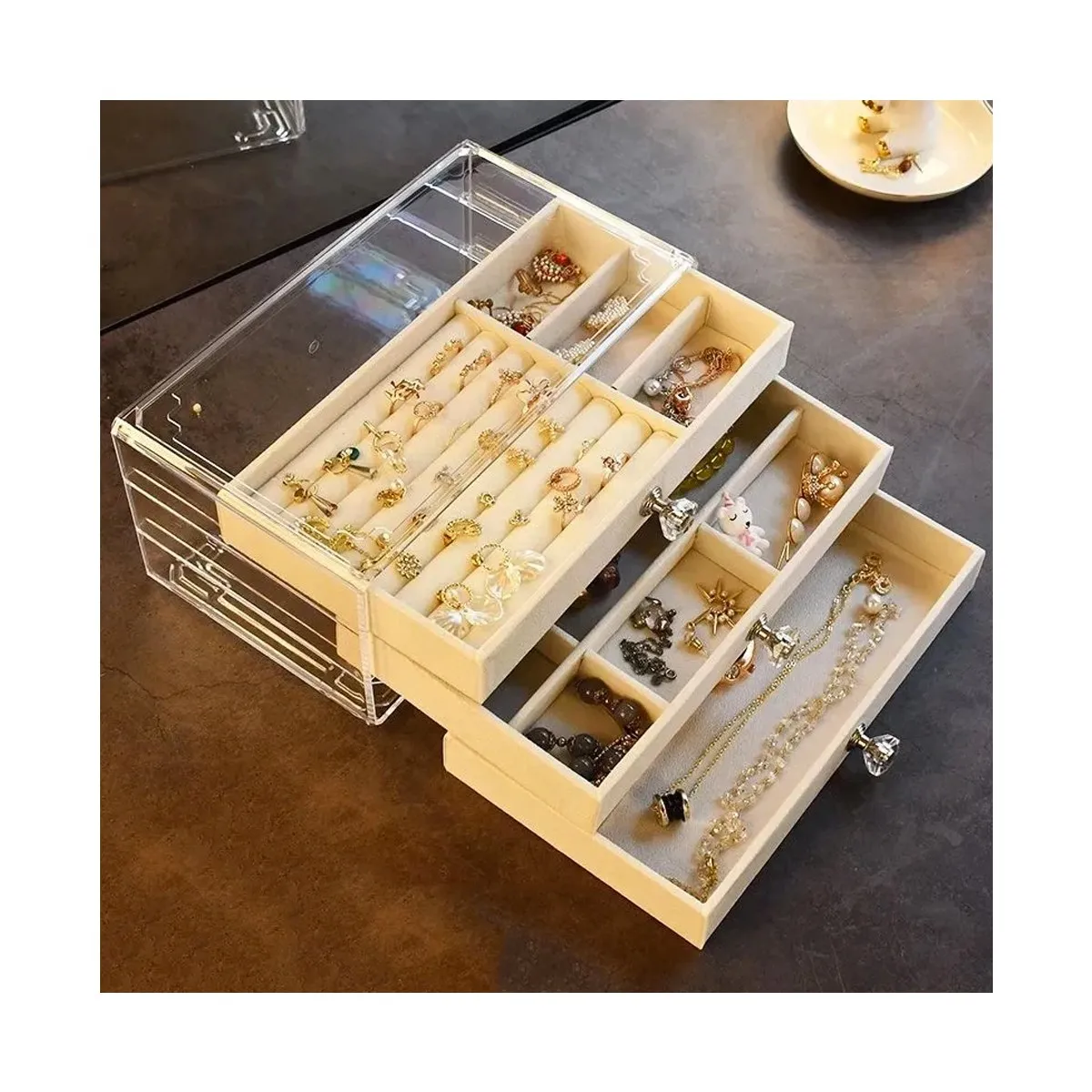 GRETAIL - Joyero Organizador De Joyas Cofre Pulseras Relojes 3 Niveles