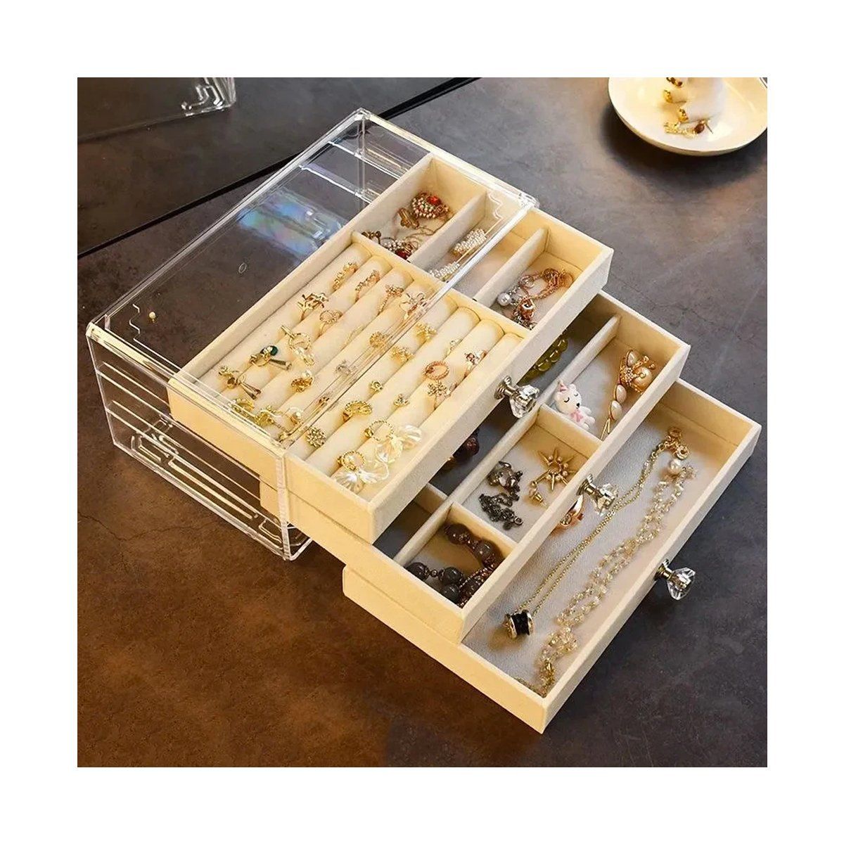 GRETAIL - Joyero Organizador De Joyas Cofre Pulseras Relojes 3 Niveles