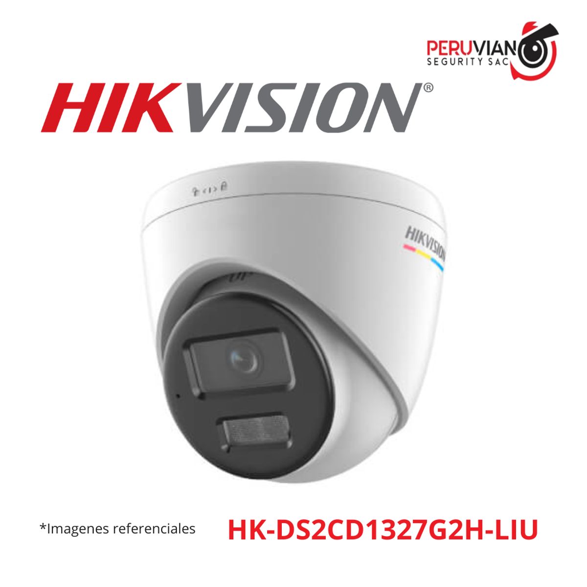 HIKVISION - DOMO IP 2Mp. Lente 2.8 mm, Dual Stream. H265+    HK-DS2CD1327G2H-LIU