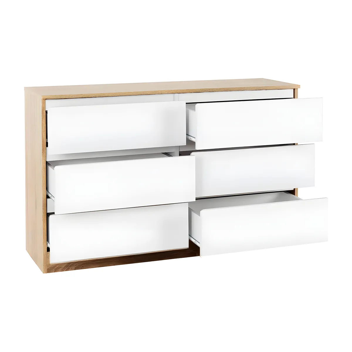 GENERICO - Cómoda Francine 6 Cajones Blanco y Duna 120 cm Huk