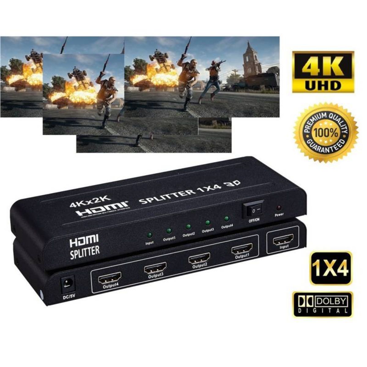 OEM - Splitter Divisor Repartidor HDMI 4K 2K 3D 1Entrada 4Salida 1x4 Full HD