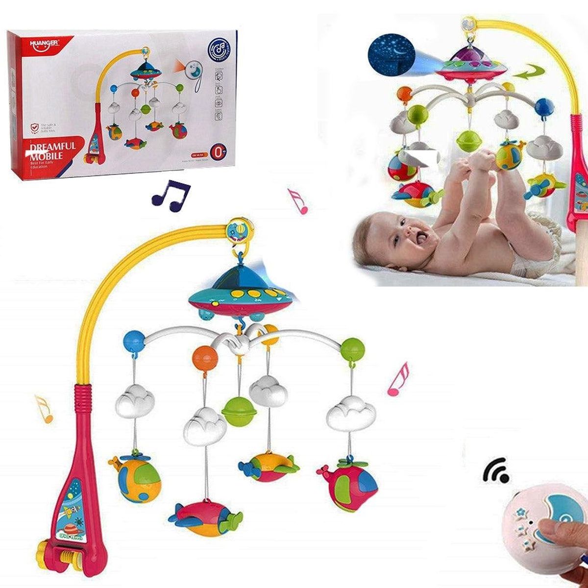 GENERICO - Móvil Musical para Cuna con proyector y Control ROJO