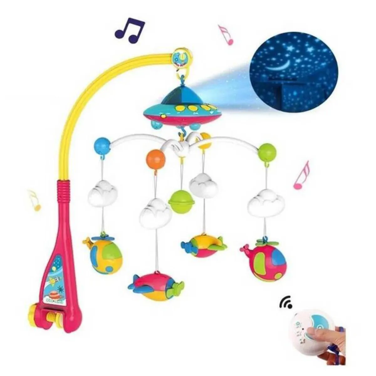 GENERICO - Móvil Musical para Cuna con proyector y Control ROJO