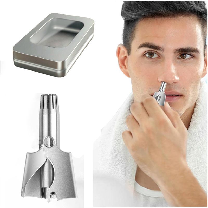 GENERICO - Trimmer Nasal Recortadora Manual Cuchillas ACERO +Case Metal