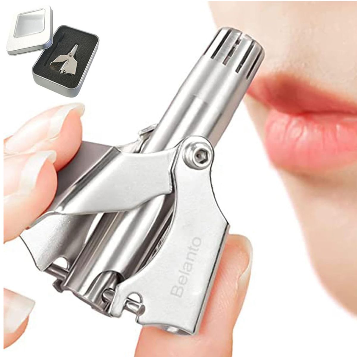 GENERICO - Trimmer Cortador bello Nasal Cuchillas ACERO +Estuche Protector Regalo