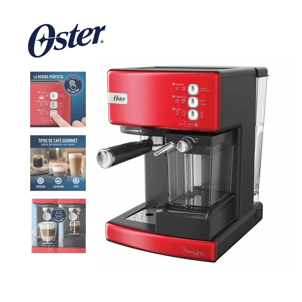 OSTER - Cafetera Automática de Espresso Oster® PrimaLatte™ Rojo