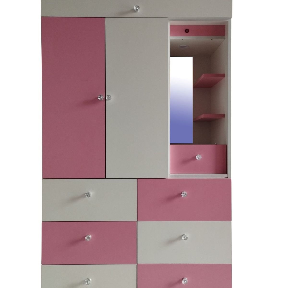 GENERICO - ROPERO DE 1 METRO CON TOCADOR COLOR ROSADO