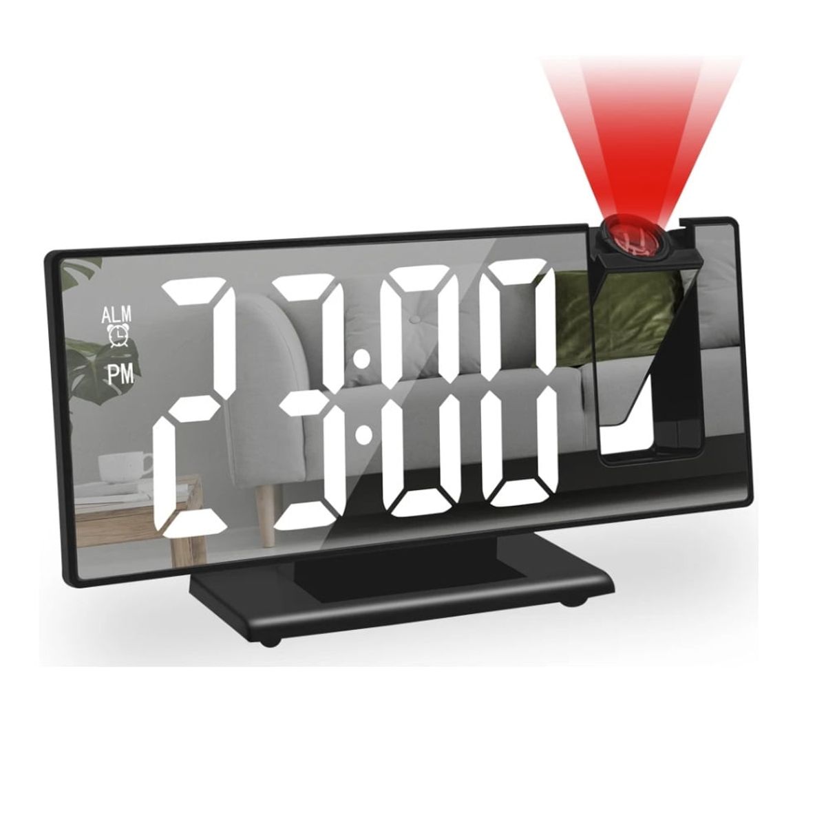 GENERICO - Reloj Digital proyector 180 grad despertador espejo temperatura 12-24H