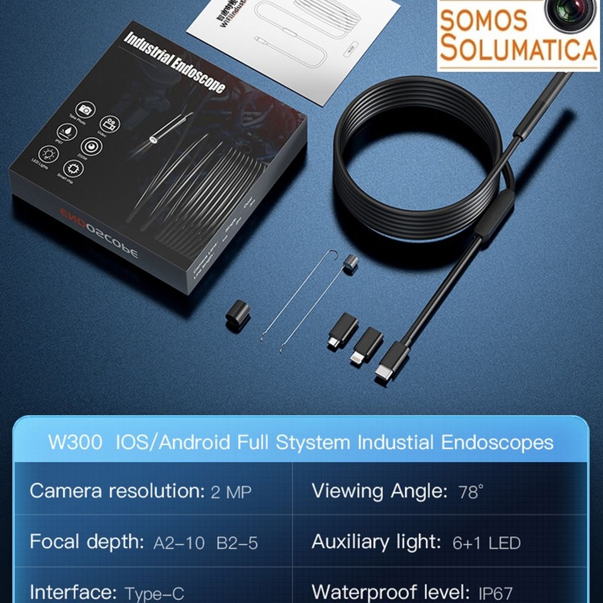 GENERICO - Endoscopio Industrial Hd - 3 Metros Doble Camara - Wifi Para Celular