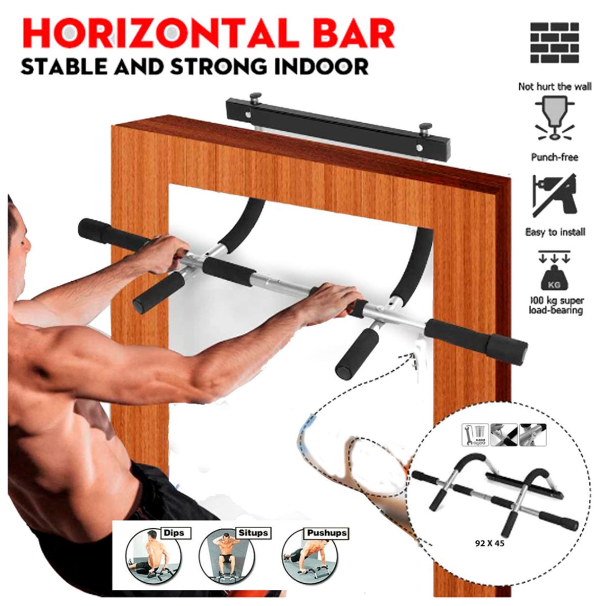 GENERICO - Sport Barra Horizontal de Acero para Entrenamiento 92cm
