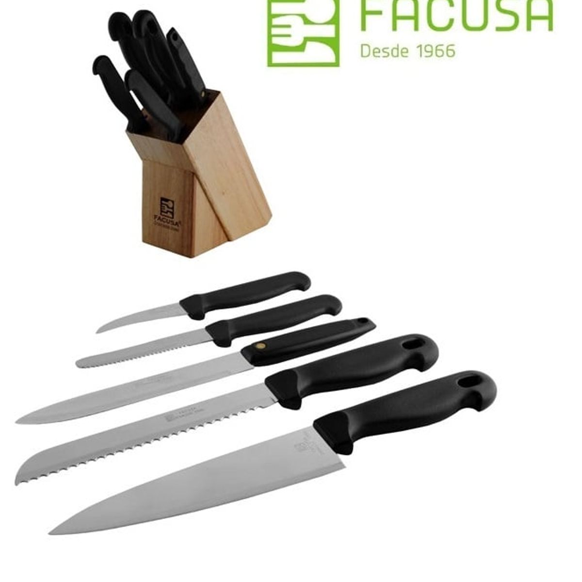 FACUSA - Juego de cuchillos con taco de madera Facusa