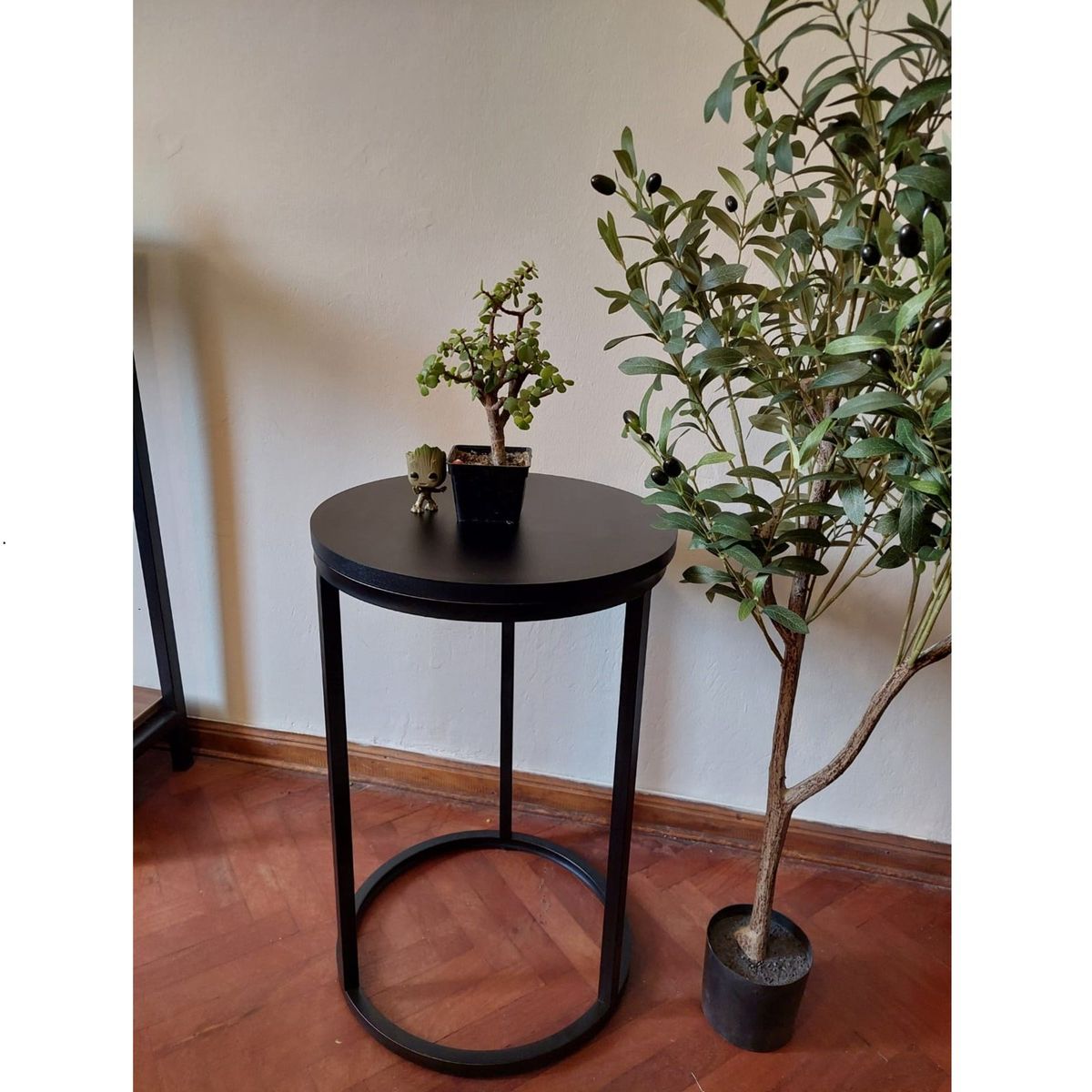 GENERICO - Mesa auxiliar industrial color negro 40 cm x 60 altura
