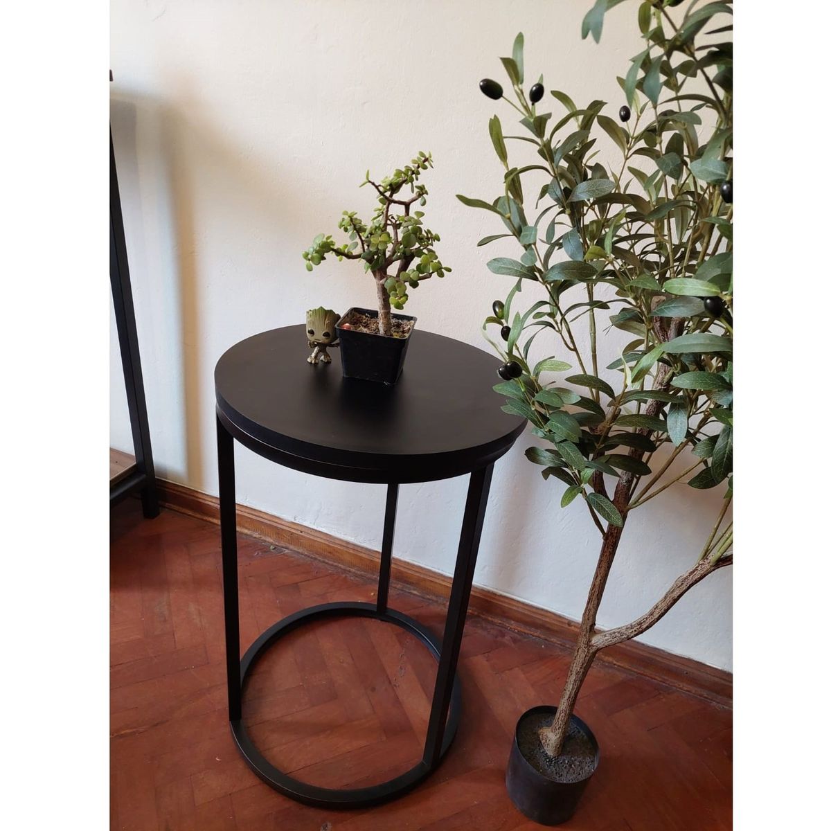 GENERICO - Mesa auxiliar industrial color negro 40 cm x 60 altura