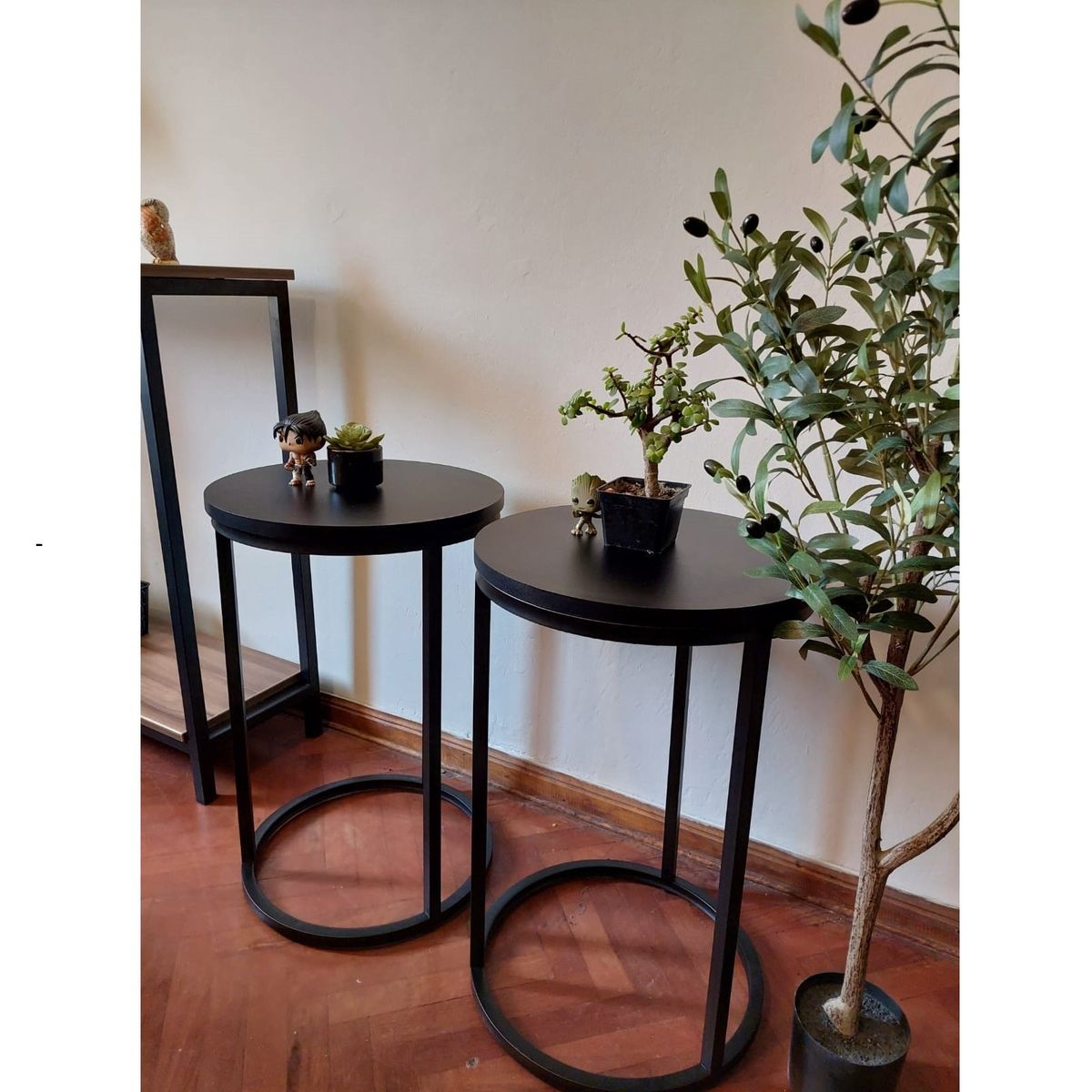 GENERICO - pack Mesa auxiliar industrial color negro 40 cm x 60 altura