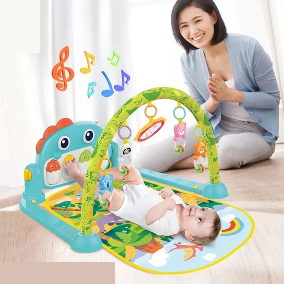 GENERICO - Gimnasio para Bebe con Piano Musical 3 en 1 Color Verde